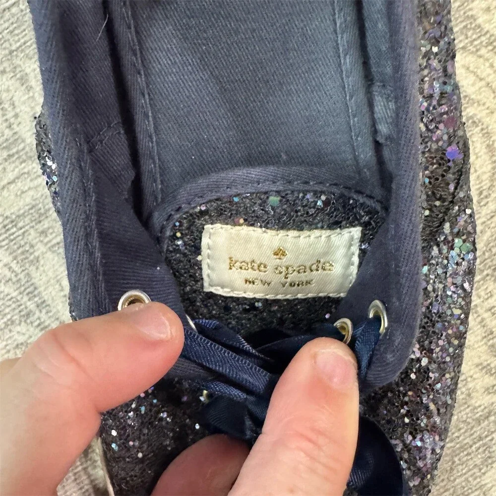 Keds x Kate Spade New York Womens Glitter Low Top Sneakers Navy Blue